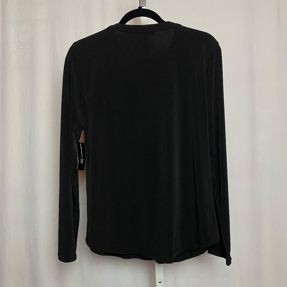 NWT INC International Concepts Black Zip Pocket Long Sleeve Knit Blouse Medium - Picture 5 of 8